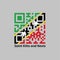 QR code set the color of Saint Kitts and Nevis flag. A yellow edged black diagonal with star, the upper triangle is green and the