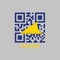 QR code set the color of Tokelau flag. A light blue field with the large yellow disk shifted slightly to the hoist-side of center