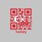 QR code set the color of Turkey flag. a red field with a white star and crescent slightly left of center