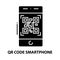 qr code smartphone icon, black vector sign with editable strokes, concept illustration