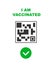 Qr code template with the inscription - I am vaccinated and a green check mark