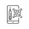 QR code vaccination line icon on white background. Vector illustration.