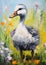 Quacking Beauty: A Portrait of a Cute Goose in a Field of Blue S