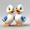 Quacktastic Duo: A Cute 3D Render of Two Ducks on a White Background, Designed to Look Adorable and Charming like a Cartoon