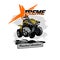 Quad bike ATV logo with Xtreme Mountain Adventure inscription, isolated background