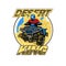 Quad Bike in the desert hills logo, isolated background