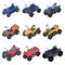 Quad bike icons set, isometric style