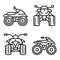 Quad bike icons set, outline style