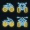 Quad bike icons set vector neon