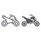 Quad bike line and glyph icon, transport and drive, motorcycle sign, vector graphics, a linear pattern on a white