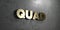 Quad - Gold sign mounted on glossy marble wall - 3D rendered royalty free stock illustration