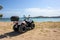 Quad parked at Kolymbithres beach on Paros island, Cyclades, Greece