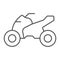 Quadbike thin line icon, bike and extreme, ATV motorcycle sign, vector graphics, a linear pattern on a white background.