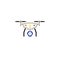 Quadcopter with camera line icon, outline vector logo illustration, linear pictogram isolated on white.