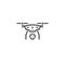 quadcopter with camera line icon, outline vector logo illustration, linear pictogram isolated on white