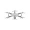 Quadcopter with camera and six rotor blades. Drone in flight. Modern technology. Flat vector icon