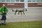 Quadcopter Drone flying in an urban area