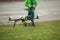 Quadcopter Drone flying in an urban area