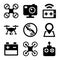 Quadcopter and Drone Icons Set on white background