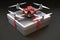A quadcopter with a gift box. Generative AI
