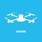 Quadcopter icon. Drone concept symbol design isolated on blue background. Vector illustration