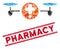 Quadcopter Pharmacy Mosaic and Distress Pharmacy Seal with Lines