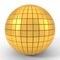 Quadgon shapes plated golden sphere. 3d illustration