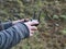 The quadrocopter control panel in the hands of a man