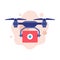 Quadrocopter Delivering Medicine, Drone Pharmacy Delivery Flat Style Vector Illustration on White Background