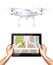 Quadrocopter And Hands Holding Tablet