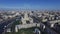 Quadrocopter shoot panorama Moscow city in summer cloudless day. Building of Radisson Royal Hotel.