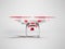 Quadrocopter white with red propellers 3d render on white background with shadow