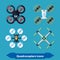 Quadrocopters icons flat