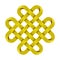 Quadruple Solomon knot made of crossed golden mobius stripes. Ancient traditional decorative symbol