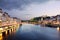 Quai de Saone of Lyon at sunset, France