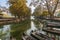 Quai Jules Philippe, a canal in the shade of plane trees, and boats on Lake Annecy, in Haute Savoie, France