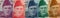 The Quaid-e-Azam Muhammad Ali Jinnah portrait in purple, red, dark blue, rich deep green and mustard colors from 50, 100, 1000,