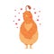 Quail Bird with Crest and Feathers Standing Feeling in Love with Heart Around Vector Illustration