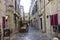 The quaint alley between old buildings at Dubrovnik Old Town in Dubrovnik, Croatia.