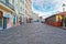 Quaint cobbled street in Camogli, Italy