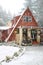 Quaint cottage during the snow