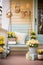 Quaint Country Porch Decorated with Hand-Painted Wooden Easter Signs