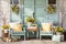 Quaint Country Porch Decorated with Hand-Painted Wooden Easter Signs