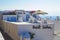Quaint luxury hotel exterior amazing sea views Santorini Caldera Greece