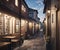 Quaint town street with a peaceful atmosphere. AI-generated.