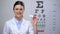 Qualified optometrist recommending new contact lenses, new methods, improvement