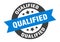 qualified sign. round ribbon sticker. isolated tag
