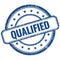 QUALIFIED text on blue grungy round rubber stamp