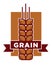 Qualitative grain product isolated emblem with ripe spike