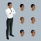 Qualitative Isometry, a 3d businessman in a serious posture, a man of African American